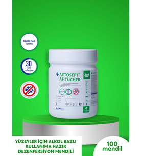 ACTOSEPT® AF TÜCHER 100 mendil  Yüzeyler İçin Alkol Bazlı Kullanıma Hazır Dezenfeksiyon Mendili