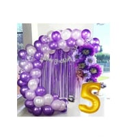 5 YAŞ LÜX MOR LİLA BALON ZİNCİR SET DOĞUM GÜNÜ PARTİ SETİ SÜSÜ