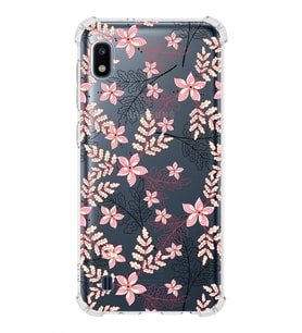 Samsung Galaxy A10 Uyumlu Köşe Korumalı Antişok Kapak Floral Kırmızı Tasarımlı Şeffaf  Kılıf