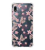 Samsung Galaxy A10 Uyumlu Köşe Korumalı Antişok Kapak Floral Kırmızı Tasarımlı Şeffaf  Kılıf
