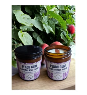Bihal Şeftali Sakızı Kokulu Doğal Soya Wax Ahşap Fitil Mum (250ML - 510 Gr)
