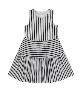 Civil Girls Çizgili Fiyonk Detaylı 6-9 Yaş Elbise - Siyah