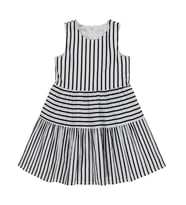 Civil Girls Çizgili Fiyonk Detaylı 6-9 Yaş Elbise - Siyah