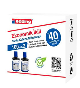 EDDING LM1199K203 TAHTA KALEM MÜREKKEBİ 2'Lİ x100 ML MAVİ