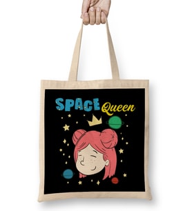 Cute Space Queen Exploring Outer Space Astronaut Bez Çanta Uzun Saplı