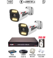 FURY 2 Kameralı Ip Güvenlik Kamerası Seti Sesli 4mp Gece Renkli Su Geçirmez 1506s 250GB