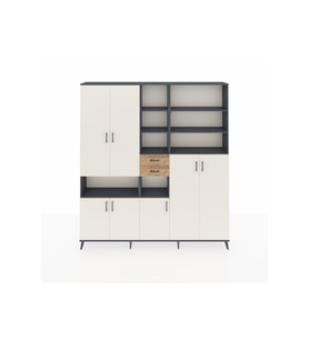 Arges Dolap 17 Raflı 2 Çekmeceli 7 Kapaklı 220x30x243 Antrasit-Aytaşı/Çam