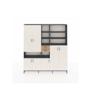 Arges Dolap 17 Raflı 2 Çekmeceli 7 Kapaklı 220x30x243 Antrasit-Aytaşı/Çam