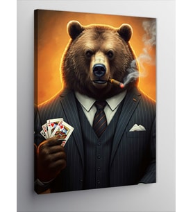 Kanvas Tablo Poker Oynayan Ayı