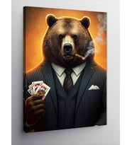 Kanvas Tablo Poker Oynayan Ayı