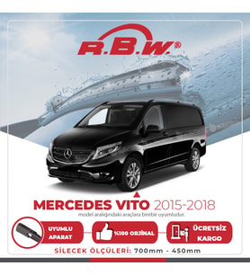 RBW Muz Silecek Takımı Mercedes RBW Vito 2015 - 2018 ile uyumlu (Siyah)