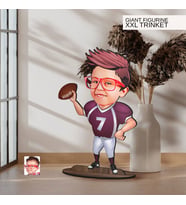 BK Gift Kişiye Özel Amerikan Futbolu Karikatürlü Büyük Boy Ahşap Biblo-3, Arkadaşa Hediye , Sevgiliye Hediye, Kişiye Özel Biblolar