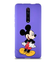 Xiaomi Mi 9T Soft Premier Kapak Mickey Mouse-D Tasarımlı Silikon Kılıf - Mor (Şeffaf)