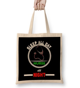 Sleep All Day Nurse At Night Nursing RN Bez Çanta Uzun Saplı