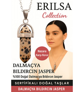 Sertifikalı Çivi Model Dalmaçya Taşı (Dalmatian Jasper) Kolye – Mutluluk Denge ve Koruma Taşı (Çok Renkli)