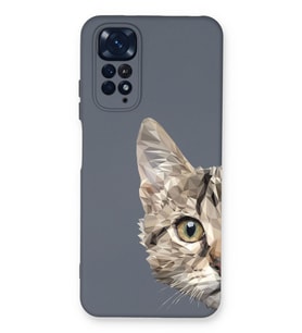 Xiaomi Redmi Note 11 Pro Uyumlu Lansman Kılıf Catface Tasarımlı İçi Kadife Kapak-Petrol Mavisi (Şeffaf)