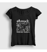 Presmono Kadın Siyah Assück Metal Misery Index T-Shirt 473792tt