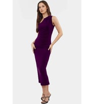 Bodycon Midi Elbise Kolsuz Tek Omuz Örme Kumaş Günlük Şık Dayanıklı Malzeme