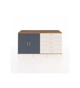Kronos Konsol 4 Raflı 5 Çekmeceli 2 Kapaklı 176x59x99 Çam-Antrasit/Aytaşı