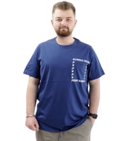 Mode XL Erkek Büyük Beden T-Shirt Pamuklu Baskılı Bisiklet Yaka Tişört NUMBER U24051 İndigo