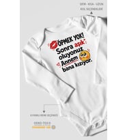 Anneye Özel Uzun Kollu Bebek Body %100 Pamuk