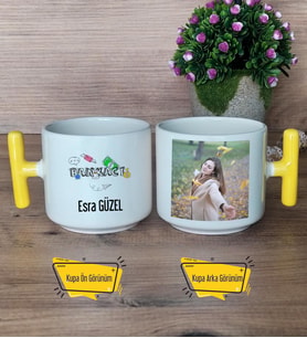 Bankacı Kupa Bardak Fotoğraflı T Sarı Kulplu Bankacıya Hediye Bankacılar Günü Hediyesi