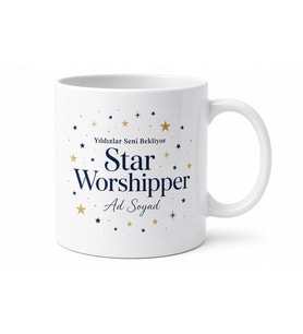 Star Worshipper Yazılı Yıldızları Sevenlere Özel Şık Çay Kupası Hediye