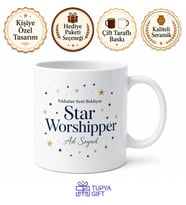Star Worshipper Yazılı Yıldızları Sevenlere Özel Şık Çay Kupası Hediye