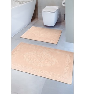 Lotus 2'li Pamuklu Klozet Takımı, Pudra Banyo Paspas Seti