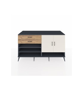 Kronos Konsol 4 Raflı 2 Çekmeceli 2 Kapaklı 176x59x99 Antrasit-Aytaşı/Çam