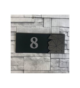 Modern Yazılı Dekoratif Aynalı Füme Kapı Numarası - 8