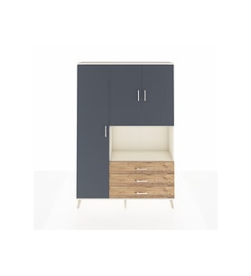 Arges Dolap 6 Raflı 3 Çekmeceli 3 Kapaklı 132x30x195 Aytaşı-Antrasit/Çam