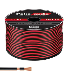 2X0.75 Hoparlör Kablosu Kordon Makaralı Siyah 100mt Poke PK-1416