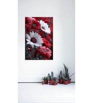 ÇİÇEK KANVAS TABLO EV DUVAR MUTFAK SALON HEDİYELİK DUVAR DEKARASYON CANVAS ÖLÇÜ SEÇMEYİ UNUTMAYINIZ (Kırmızı)