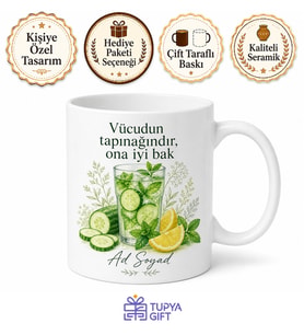 Sağlıklı Yaşam Tutkunu Detoks Yeşil İksir Kupa Bardak Özel Tasarım Hediye