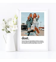 KİŞİYE ÖZEL TASARIM HEDİYE  DOST  BEYAZ  SÖZLÜK  ANLAMI FOTOĞRAF ÇERÇEVESİ  21X30