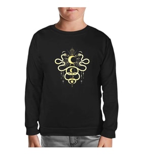 Yılan ve Ay Siyah Çocuk Sweatshirt