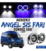 Iveco Daily Uyumlu Üniversal Mercekli Angel Sis Farı Metal 76 mm Mavi Halkalı Gündüz Farı 2 Adet