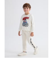 LCW Kids Bej Beli Lastikli Baskılı Erkek Çocuk Jogger Eşofman Altı