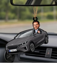 BK Gift Kişiye Özel Erkek Kula Renk Togg Karikatürlü Ahşap Plakalı Araba Dikiz Ayna Süsü-1 , Arkadaşa Hediye, Sevgiliye Hediye, Araba Hediyesi
