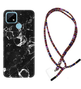 Realme C11 C21 C21Y C25Y C11 2021 Kılıf Boyun Asklı Rasta Silikon Black Hole Marble 1387