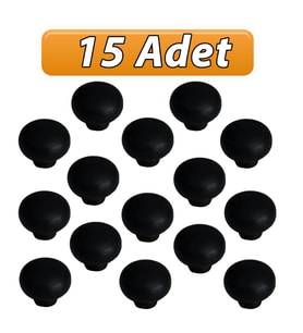 15 Adet Petunya Kulp Siyah Polimer Düğme Kulp Mantar Mobilya Mutfak Dolabı Çekmece Kulbu Kulpları