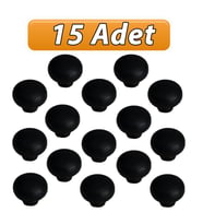 15 Adet Petunya Kulp Siyah Polimer Düğme Kulp Mantar Mobilya Mutfak Dolabı Çekmece Kulbu Kulpları