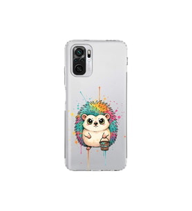 Redmi Note 10S ile Uyumlu Splash Kirpi Tasarımlı Şeffaf Silikon Kılıf