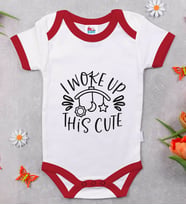 BK Kids I Woke Up This Cute Tasarımlı Kırmızı Bebek Body Zıbın-1
