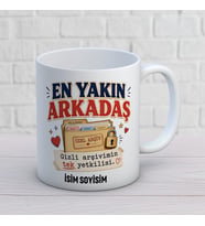 Kişiye Özel Arkadaş Tasarımlı Gizli Konuşmalar Yazılı İsimli Seramik Kupa