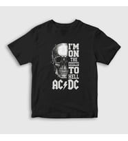 Presmono Unisex Çocuk Siyah Highway To Hell Skull AC/DC T-Shirt 6444tt