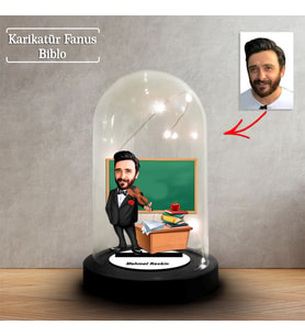 Kişiye Özel Müzik Öğretmeni Tasarımlı Karikatür Fanus Biblo - Öğretmenler Günü İçin Anlamlı Hediye