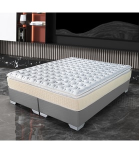 Premium  Serisi Ortopedik AQUA  Pedli Paket Yaylı  Peluş Tavşan Tüyü Kumaş Yatak