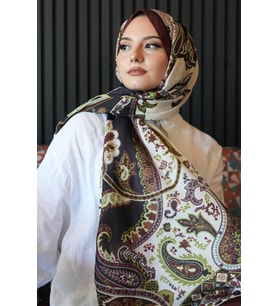 Damla Motif Desen Çikolata Soft Pamuk Şal (Standart)